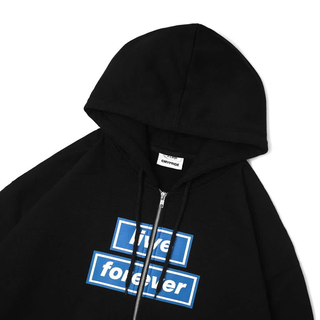 MYPRIDE " LIVE FOREVER ZIP BL " - BLACK - ZIPPER HOODIE