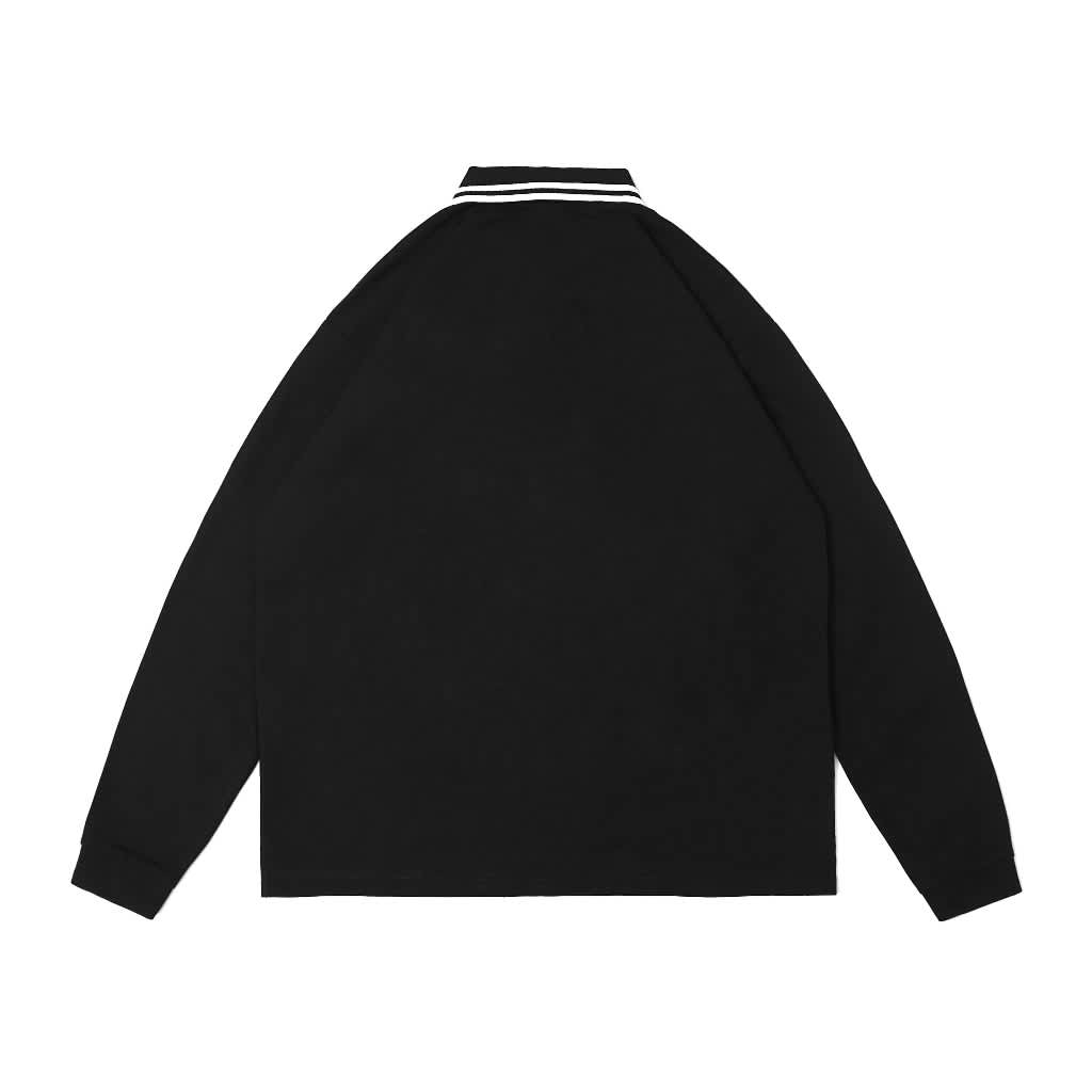 MYPRIDE " PLAIN LS POLO " - BLACK - POLO SHIRT