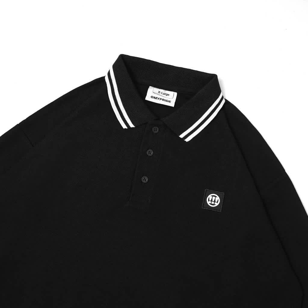 MYPRIDE " PLAIN LS POLO " - BLACK - POLO SHIRT