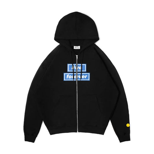 MYPRIDE " LIVE FOREVER ZIP BL " - BLACK - ZIPPER HOODIE